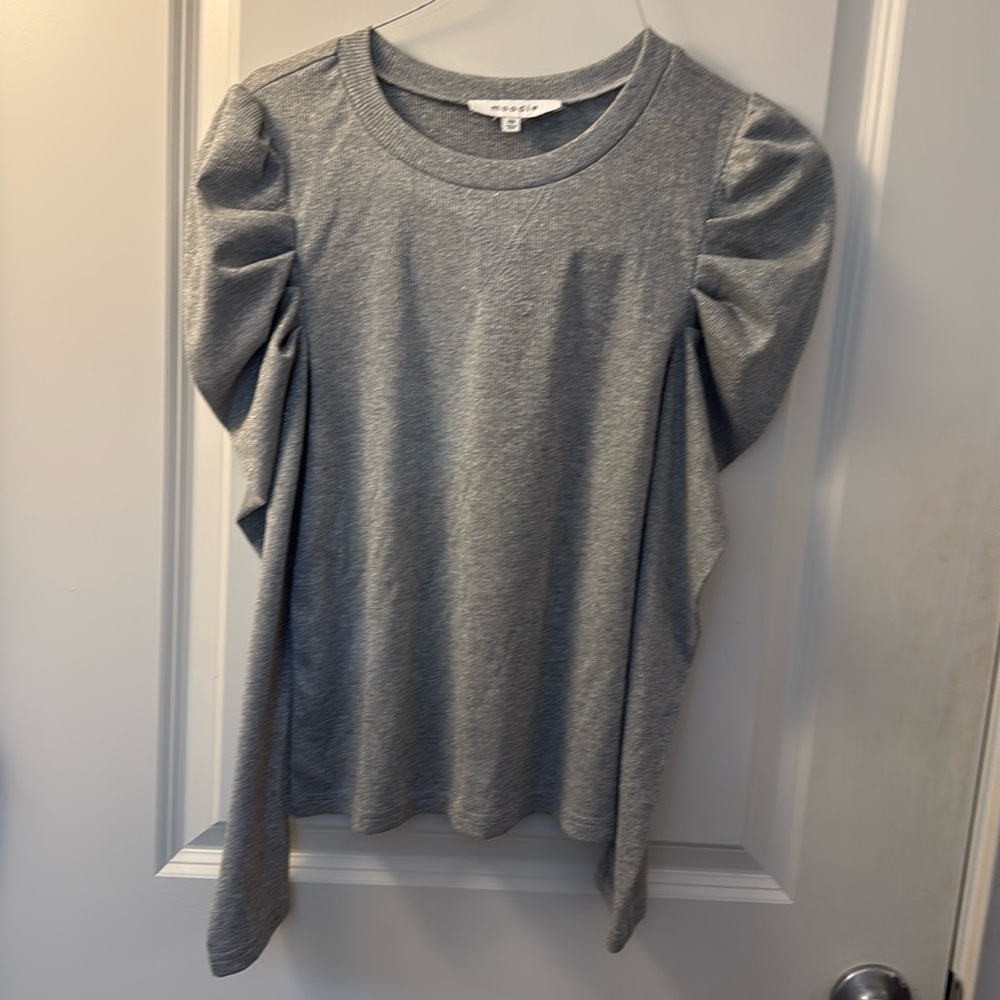 XS Women's Puff Shoulder Metallic Knit Top